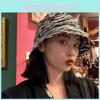 Fashionable Cotton Bucket Hat For Women Versatile Zebra Print Sun Hat
