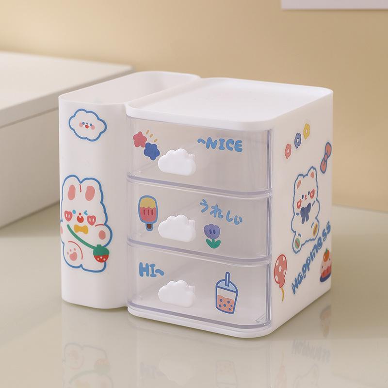 Ins Настольный держатель для ручек, ящик для хранения канцелярских принадлежностей с ящиком-контейнером, офисные школьные принадлежности, кавайные настольные аксессуары, органайзер, коробка