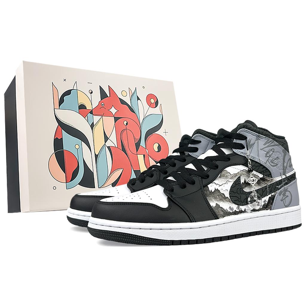 Jordan Air Jordan 1 Mid Vintage Баскетбольные кроссовки Мужские Черно-белые FB9911-001(Team40-S-BOX)