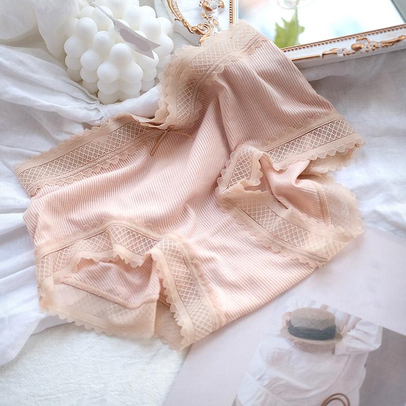 Нитка Хлопок Девушка Милая Кружевная Край Средняя Талия Удобный Бюстгальтер Эластичный Треугольник Нижнее Белье