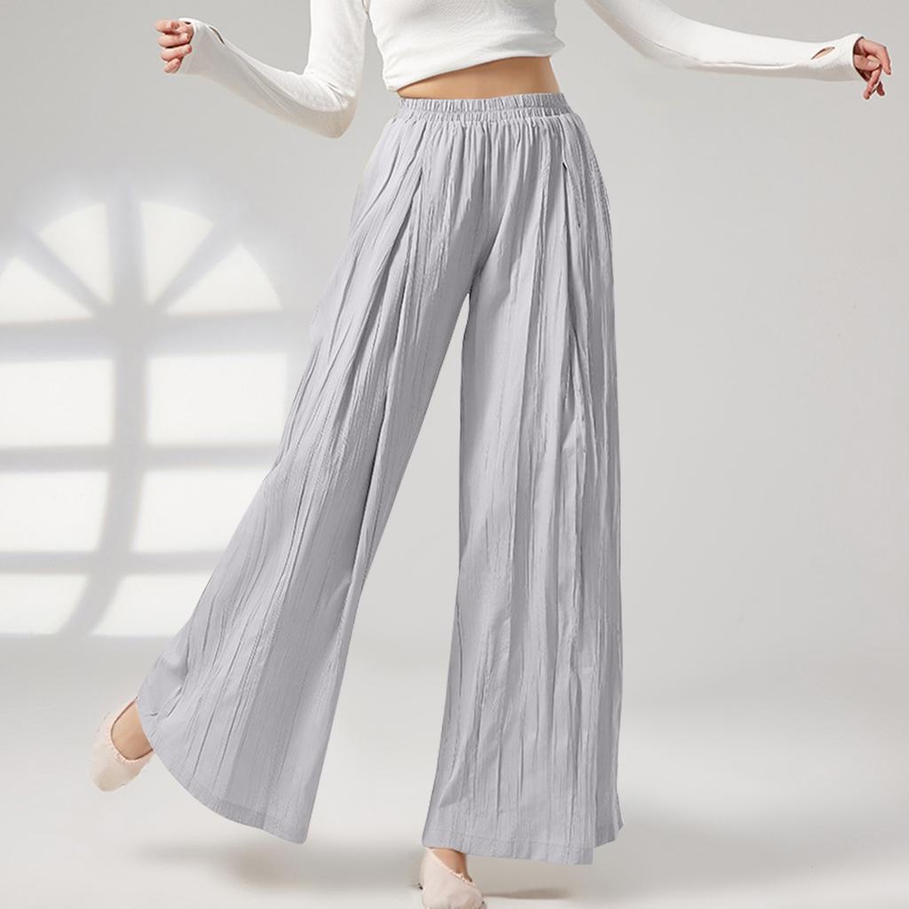 Женские свободные повседневные пляжные брюки с высокой талией и широкими штанинами