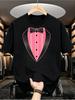 1pc Men'S Graphic T-Shirt Tuxedo Bow Tie Print Short Sleeve Crew Neck