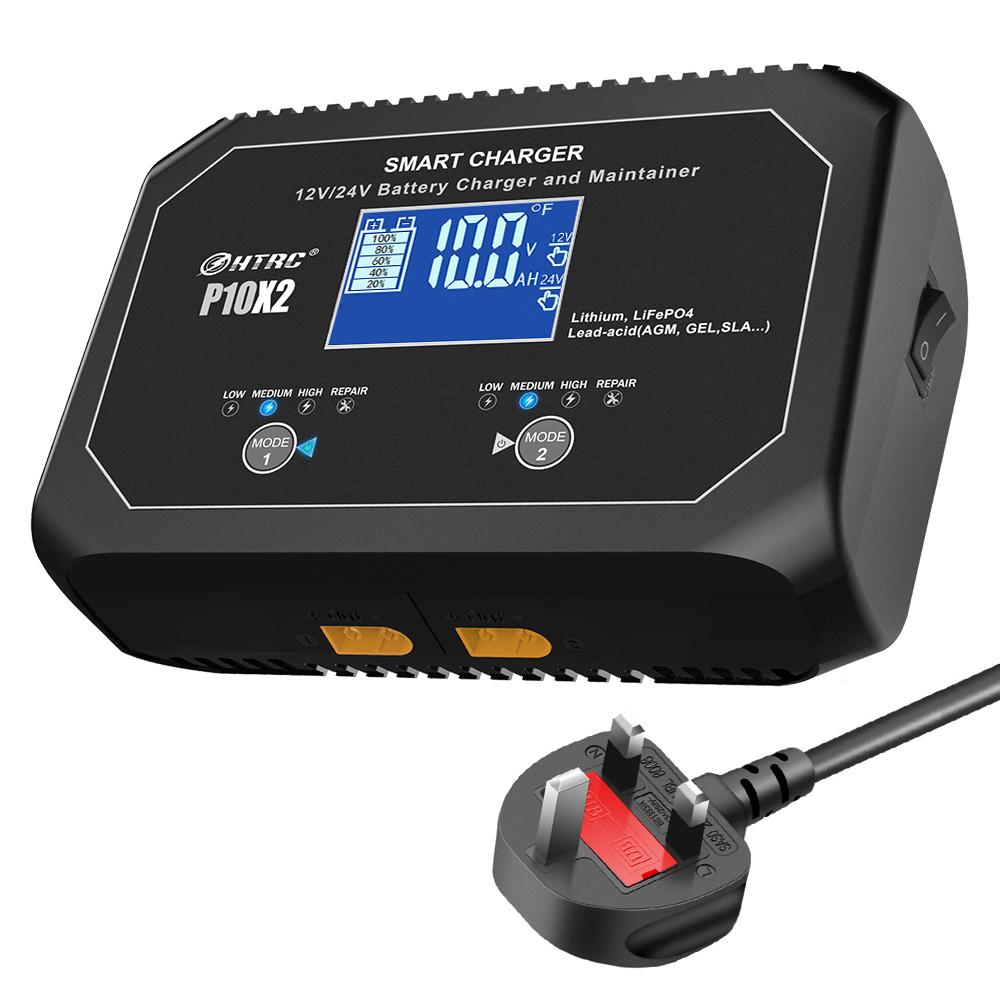 Двухканальное автомобильное зарядное устройство 12 В 10 А 24 В 5 А для литиевых AGM гелевых свинцово-кислотных аккумуляторов LiFePO4, автоматическое зарядное устройство для мотоциклов
