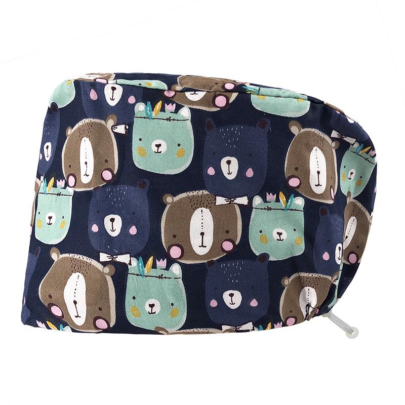 Хирургическая шапочка на кнопках с цветочным принтом для медсестер и врачей