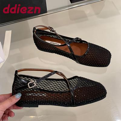 Мода Новинка 2025 Роскошная Мода Ремешок с Пряжкой Женские Балетки Танцевальная Обувь Женская Обувь с Мелким Вырезом Женские Балетки Туфли Мэри Джейн