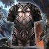 3D Printed Medieval Armor T-Shirt For Men Cosplay Vintage Graphic T Shirts Casual Loose Short Sleeve Tops Street Round Neck Tees