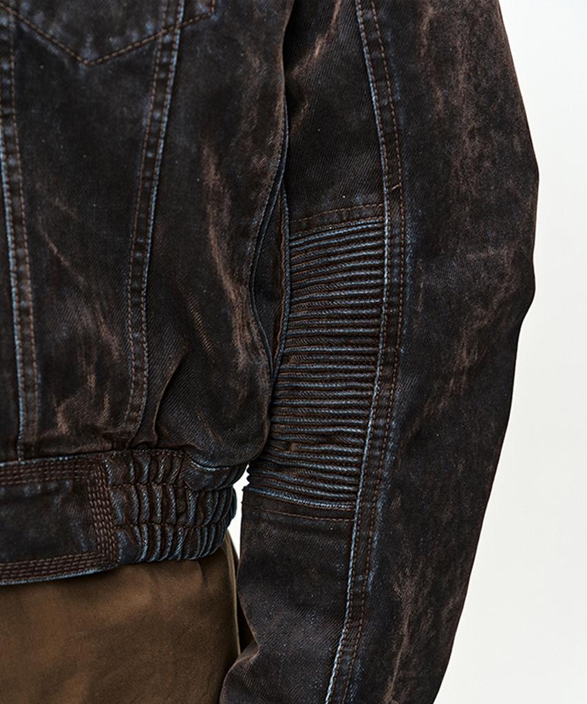 ADSB ANDERSSON BELL Unisex Padded Denim Bomber Jacket (Brown/Blue)