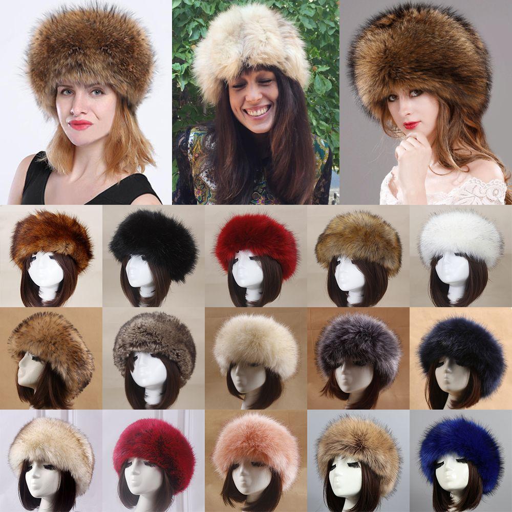 Outdoor Earwarmer Winter Thick Fluffy Faux Fur Women Russian Cap Headband Hat