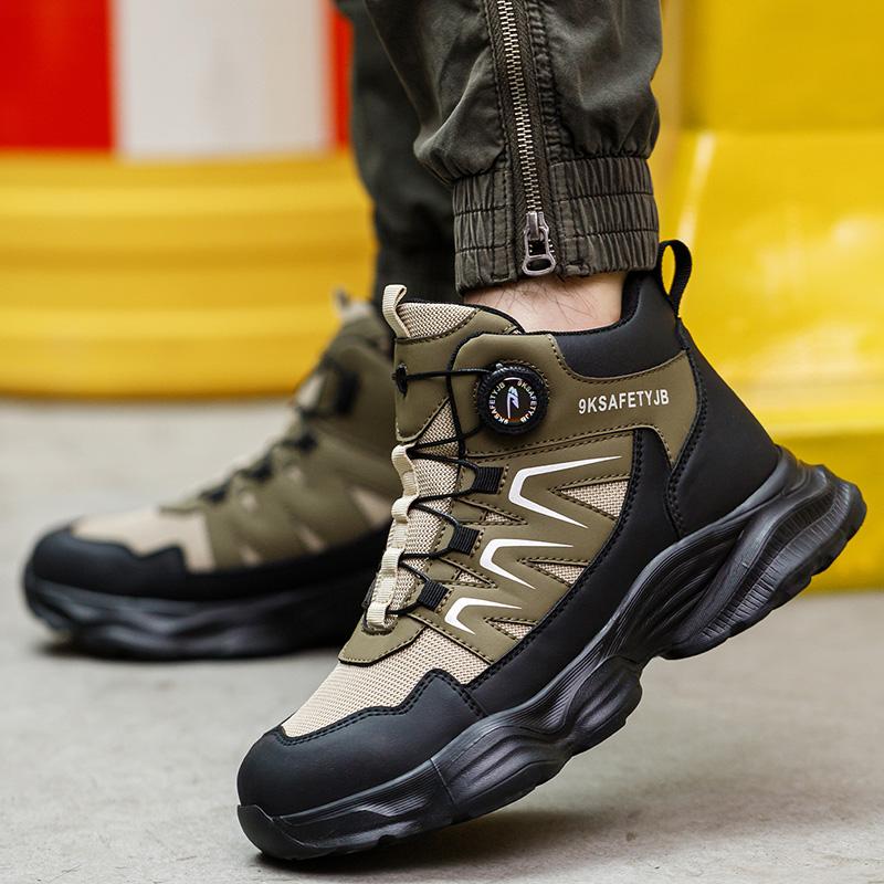 Rotating Button Safety Shoes For Men Anti-Smash Anti-Puncture Work Shoes Breathable Men Sport Shoes Security Protective Boots