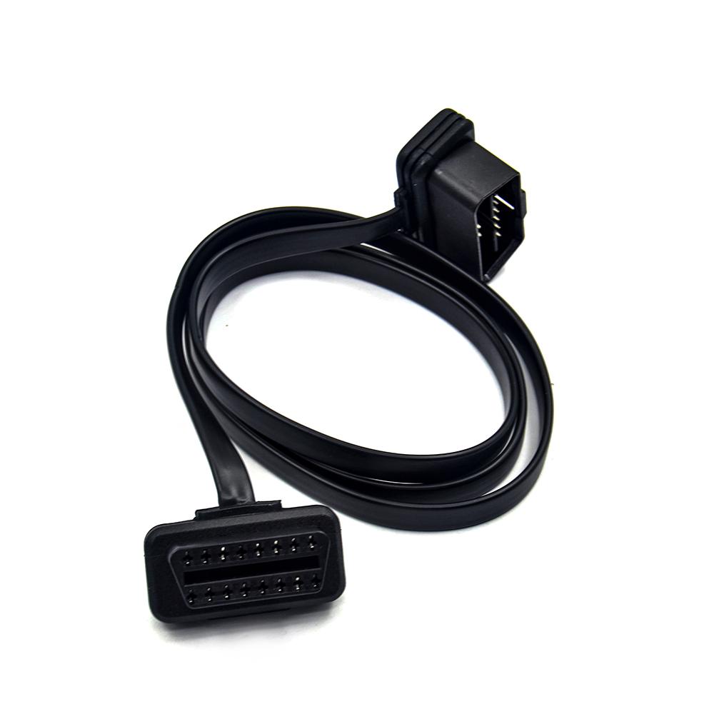 100cm 60cm Flat Thin As Noodle OBD2 OBDII OBD 16Pin ELM327 Male To Female Elbow Extension Cable Diagnostic Scanner Connector