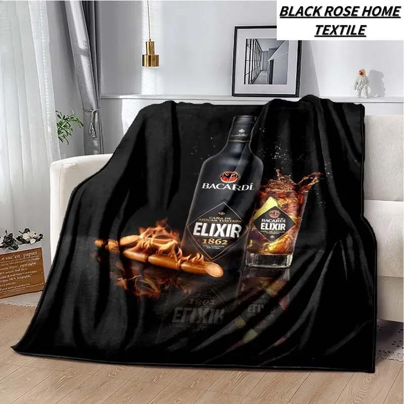 Fashionable Art Print Bacardi Rum Logo Blanket Family Bedroom Bed Sheet Outdoor Car Travel Camping Picnic Plush Sleeping Blanket