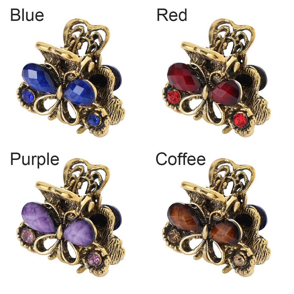Fashion Women Girls Retro Vintage Resin Hairpins Claw Mini Butterfly Hair Clip Jewelry