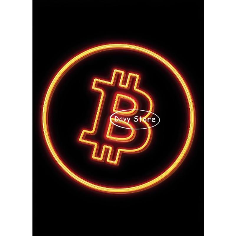 Современный постер с неоновым эффектом Bitcoin Ethereum ETH BTC, принты, знак виртуальной монеты, холст, настенная картина для комнаты, домашний декор