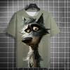 Fashion Men's Casual T-shirt 3D Printing Fun Animal Print Short Sleeve Street Fashion Wolf Fox Print Round Neck Top