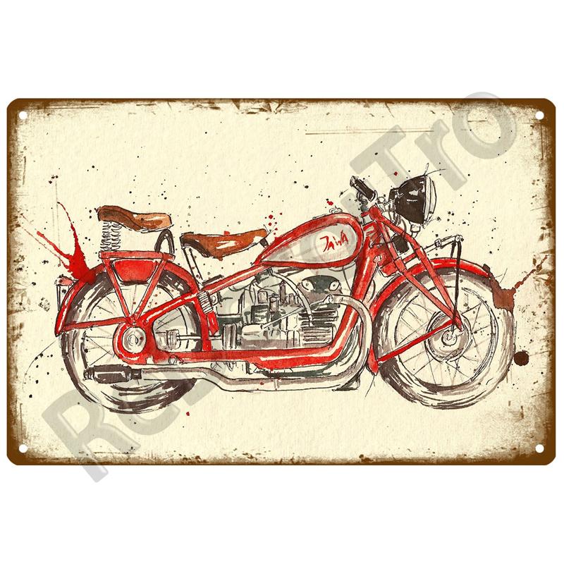JAWA Vintage Wall Poster Vintage Retro Wall House Restaurant Decoration Plaque Metal Wall Decor Art Metal Sign Tin Sign Plate