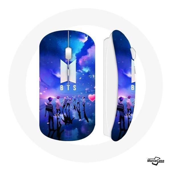 Wireless Mouse - Bangtan Sonyeondan - BTS Fanart - Blue - USB Wifi - Compatible Mac and PC