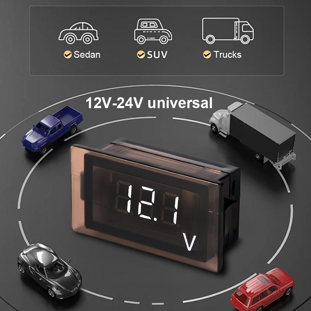 DC 12-24V Mini Digital LED Car Voltmeter Waterproof Volt Voltage Tester Digital LED Display Voltmeter for Car Motorcycle Boat RV