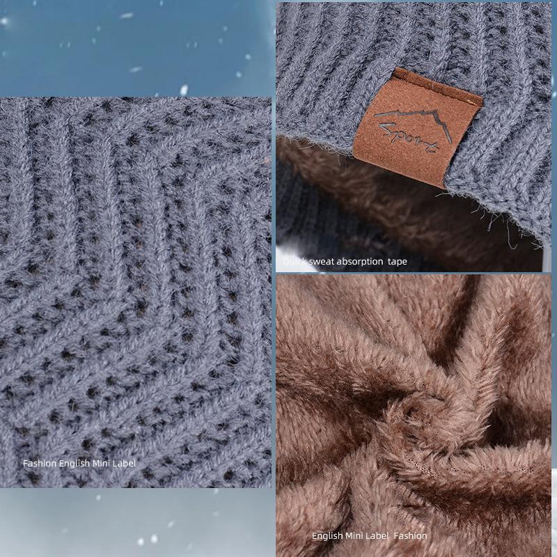 Зимняя пуловерная кепка для защиты ушей, мужская бархатная теплая шапка-нагрудник, двухсекционная вязаная шерстяная кепка для верховой езды на открытом воздухе