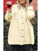 Beige Plus Size Ribbed Flap Pocket Collared Knit Jacket