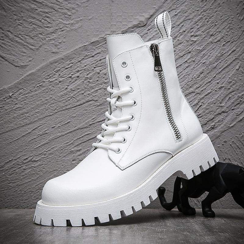 Мужские ботинки Мартин из коровьей кожи, новые осенне-зимние ботинки на толстой подошве с молнией для улицы, повседневные высокие кожаные ботинки, мужская обувь с высоким верхом