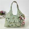Retro Women Canvas Handbag Bow Shoulder Bag Female Flower Printed Fashion Small Canvas Bag