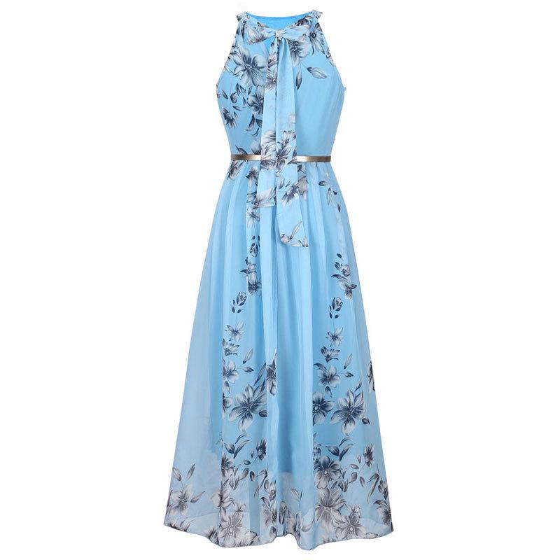 Шифоновое длинное платье с цветочным принтом, женские платья, сексуальное повседневное пляжное платье