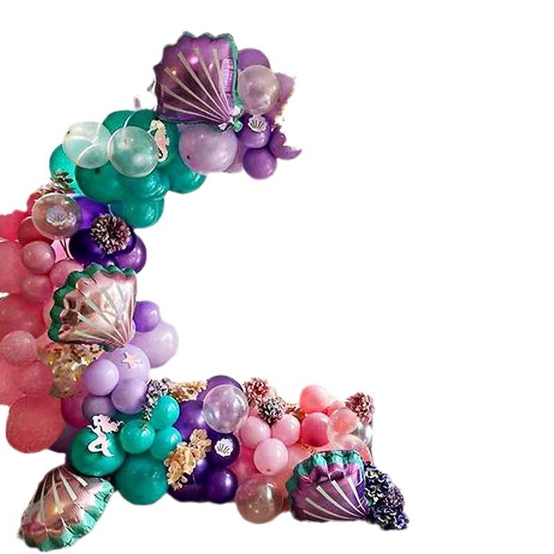 Mermaid Purple Pink Tiffany Blue Latex Combination Shell Fish Tail Foil Balloon Birthday Party Decoration