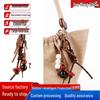Retro Tassel Keychain with Natural Wood Beads & Bow
