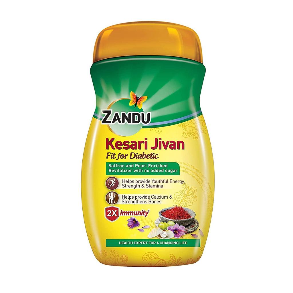 ZANDU KESARI JIVAN Fit for Diabetic, Ayurvedic Immunity Booster for Strength & Stamina, Strengthens Bones, Sugarfree, Green