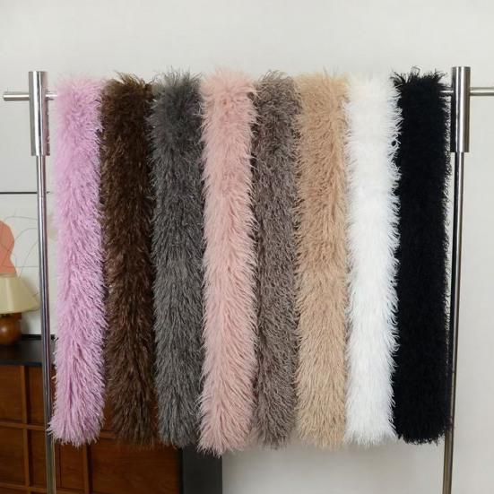 Yousheng Winter Scarf Solid Color Thickened Plush Soft Thick Warm Extra Long Scarf Winter Outdoor Imitation Fur Neck Warmer