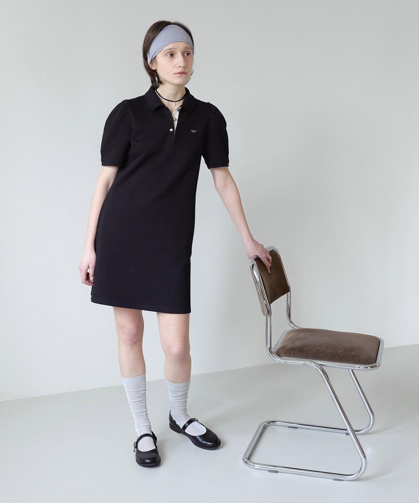 Covernat Woman Puff Collar Dress Black