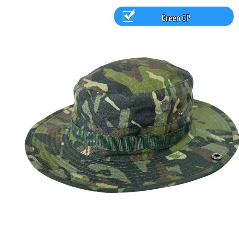Camouflage Adjustable Outdoor Sun Hat with Chin Strap and Customizable Logo