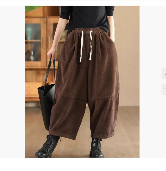 Женские зимние винтажные однотонные хлопковые шаровары с эластичной талией в китайском стиле повседневные брюки