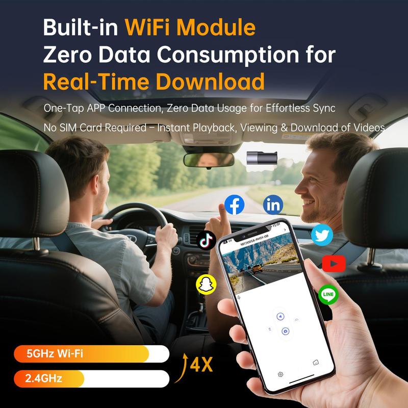 1080P Dashcam With Night Vision Mini Hidden Dashcam 24-Hour Parking Monitoring Loop Recording Gravity Sensor App Control