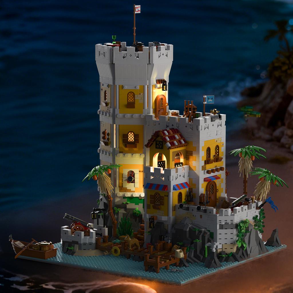 4567Pcs Medieval Pirate Castle Building Blocks Kit With Led Light Detailed Sea Fortress Model Assembly Toy Gift For Aldults Teen