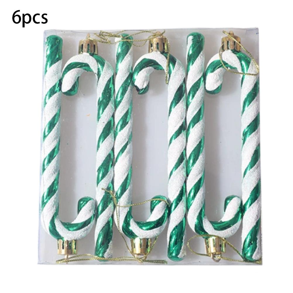 Christmas Tree Candy Decorations 6PCS Plastic Candy Cane Hanging Ornament 2025 Xmas Home Party Supplies Decor