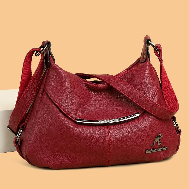 Women's Bag New Casual Soft Leather Lightweight Large Capacity Middle-aged and Elderly Mothers Women's One-shoulder Crossbody Bag