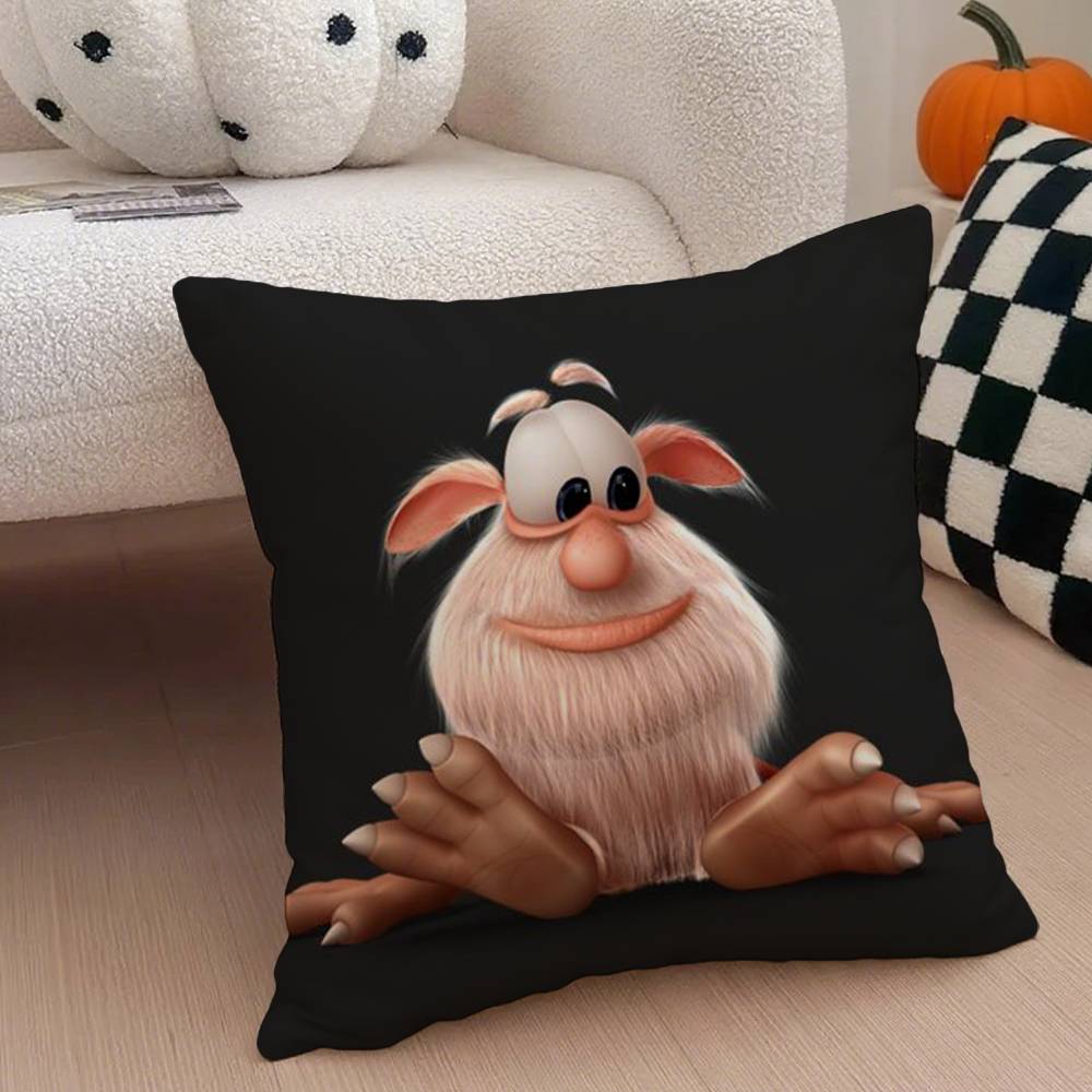 Cartoon Cute Fourbob-Booba Pillow Case Anti-Dustmite Pillowcase Invisible Zipper Silky Short Plush Sofa Cushion Cover
