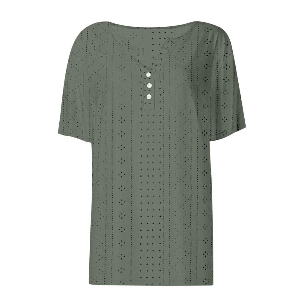 Женские летние топы в праздничном стиле, модные, повседневные, свободные, удобные, с V-образным вырезом, жаккардовые, с коротким рукавом, футболка