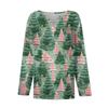 Women's Fashion Casual V-Neck Button-Up Long-Sleeve T-Shirt With Christmas Print Top