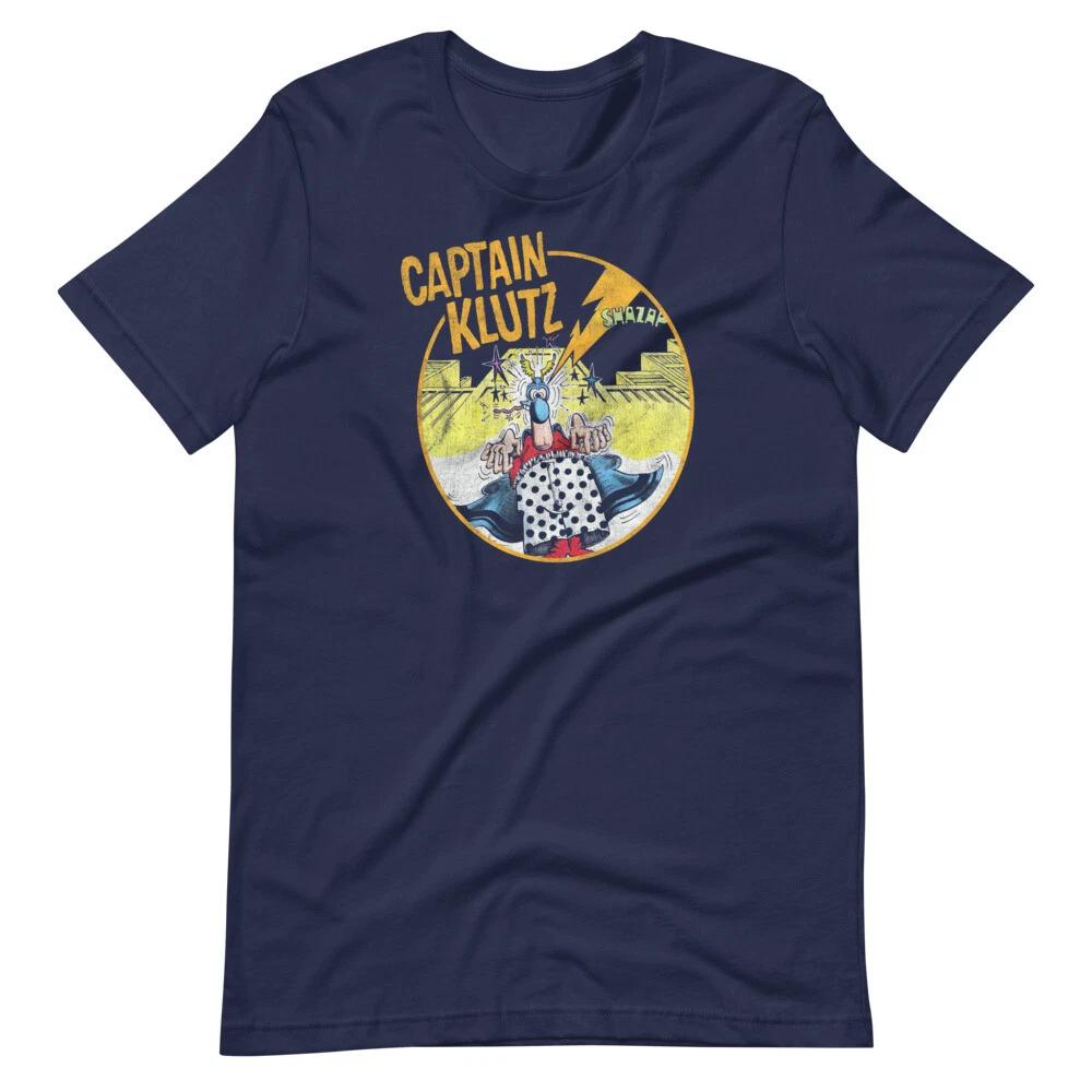 Captain Klutz Comic Graphic Tee Navy Shirt Unisex 100% Cotton T-shirt Mens Tees Top