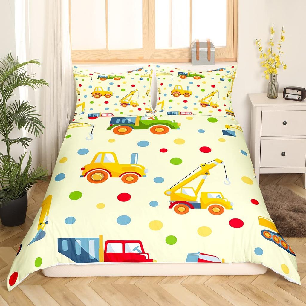 Пододеяльник с изображением мультяшной машины, короля, королевы, разноцветный комплект постельного белья с изображением транспорта, милый грузовик, поезд, парусник, ракета, полиэстеровый пододеяльник