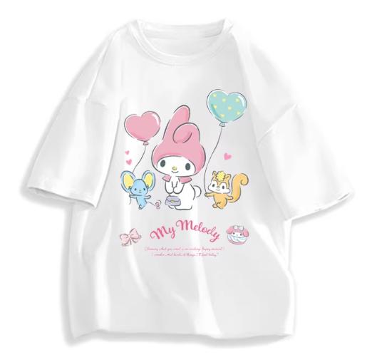 2026 Новая Мода Круглый Вырез Короткий Рукав Футболка Весна Лето Sanrio My Melody Женская Футболка Унисекс Модный Милый Топ Одежда