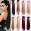 Synthetic Long Straight Ponytail Fiber Clip In Wrap Around Hair Ponytail Extensions For Women Daily Wear
