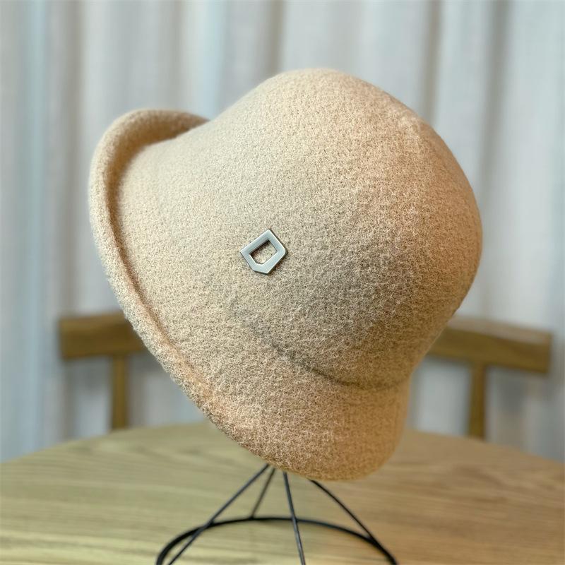 Elegant Top Hat Women's Foldable Basin Hat Bucket Hat Japanese Retro Bucket Hat Autumn and Winter Warm Hat