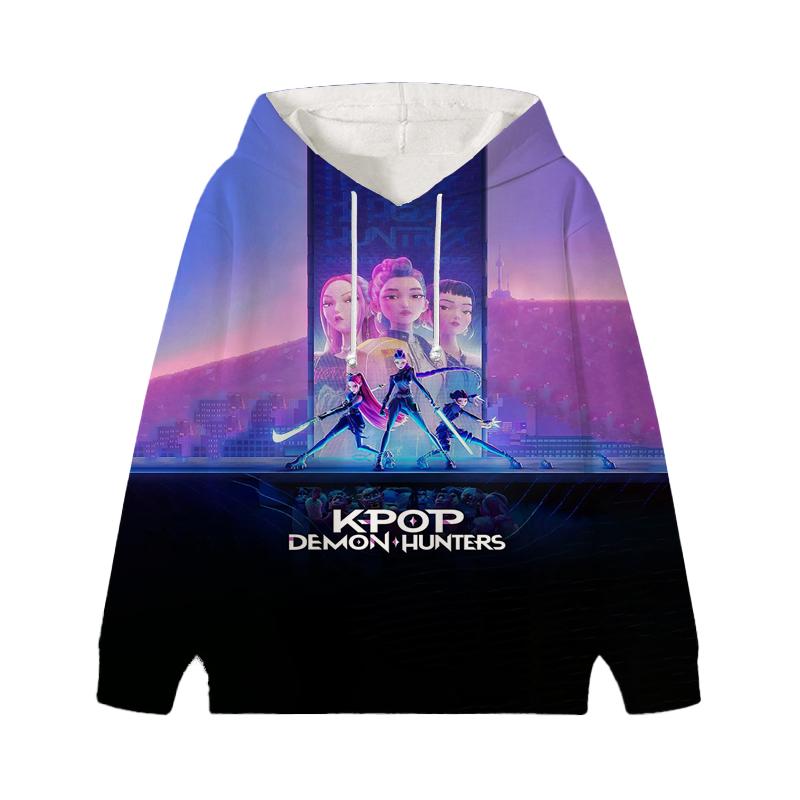 Толстовка Demon Hunters Zoey Rumi Mira KPop Huntrix Girl Детская толстовка Детская Саджа Мальчики Пуловер Харадзюку Осень Зима Топы