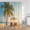 Кемпинг Серфинг Занавески для душа Летний отпуск Путешественник Автодом Пляж Кокосовые пальмы Морской берег Украшения для ванной комнаты Ретро Занавески для ванны