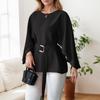 ZANZEA Women Casual Round Neck Solid Color Loose Long Sleeve Blouse