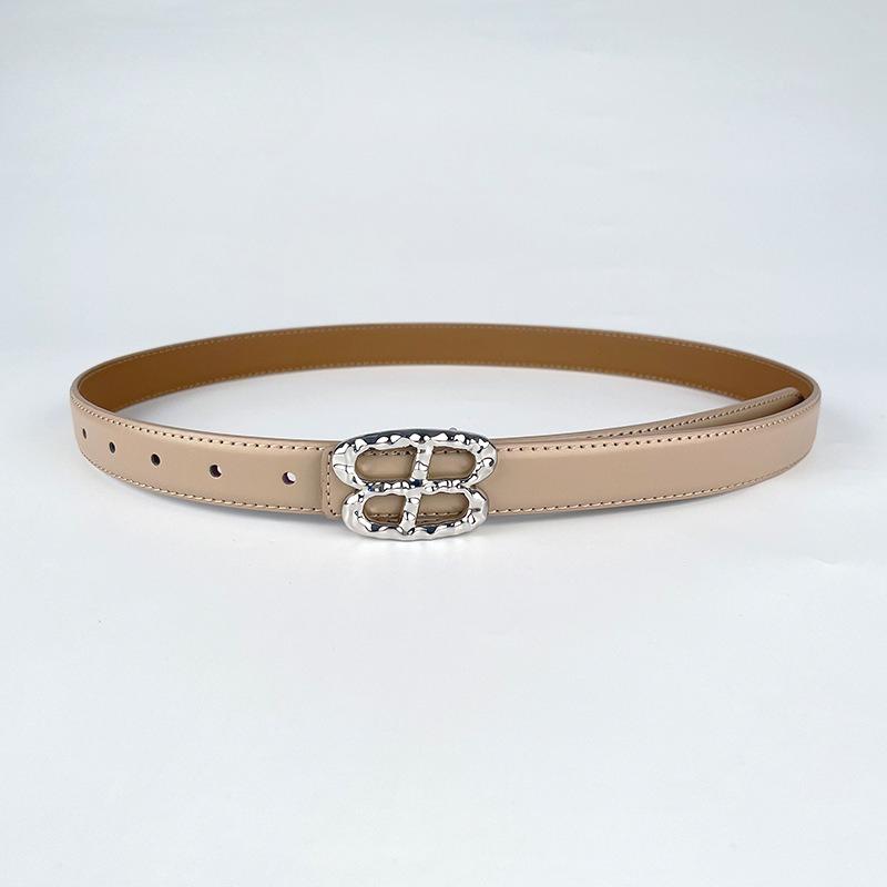 Genuine Leather Ladies' Red Belt, Cowhide Versatile, Simple and Fashionable Jeans, Decorative Belt, Rose Red