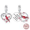 Медь Религия Кардинал Птица Любви Красный Подвеска Шарм Подходит для Шарм Браслетов Женщины DIY Ювелирный Подарок